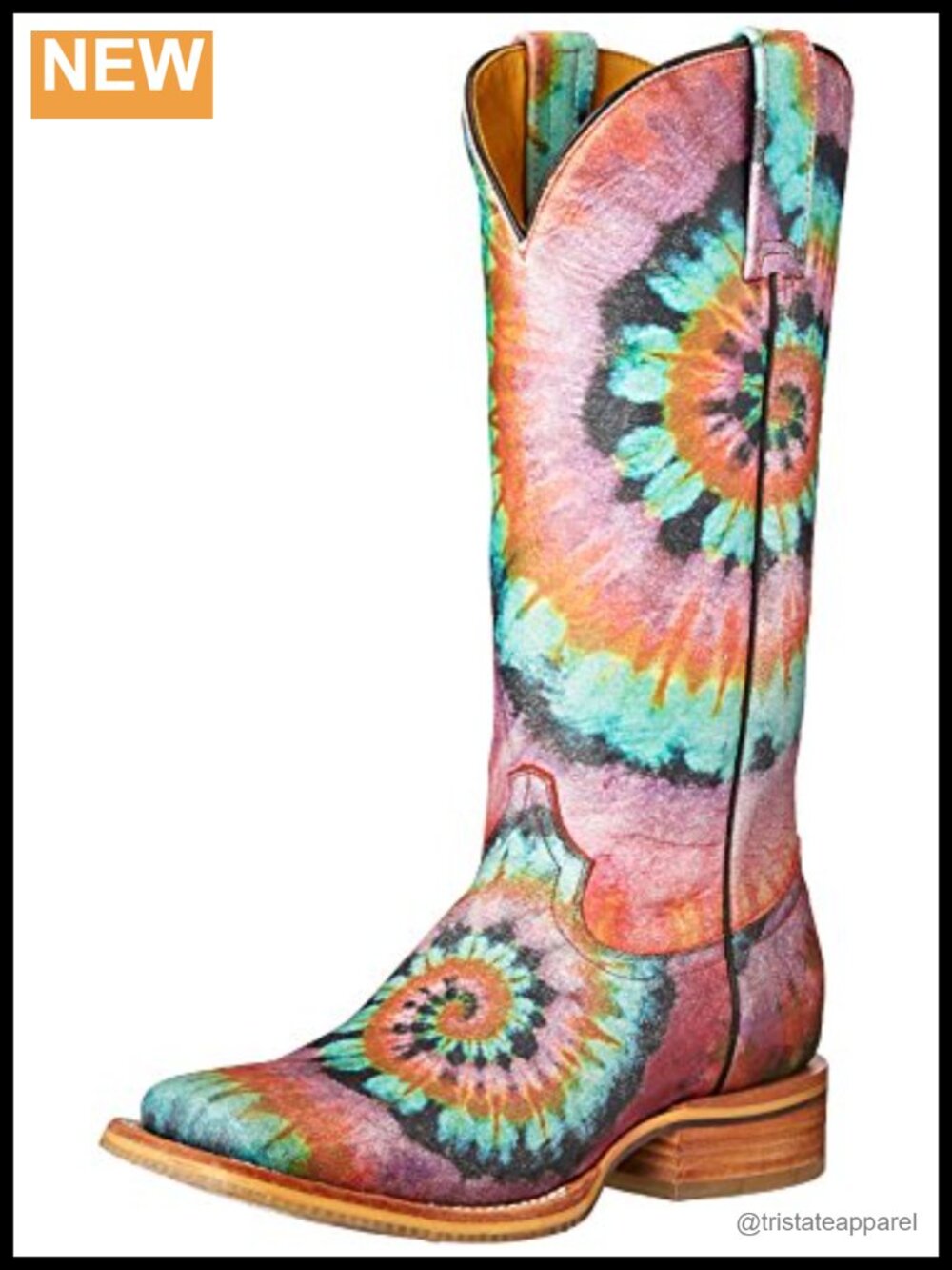 Women's Leather Work Boots - Square Toe - Embroidered - Groovy Style